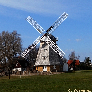 Windmhle Ahrenshoop - Blick vom Bodden