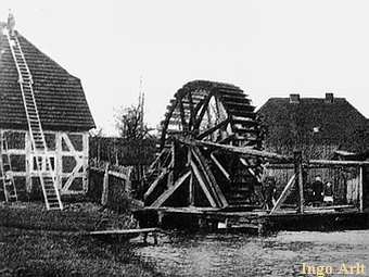 Wasserkunst in Bad Slze - Ansicht  des Antriebs mit einem Wasserrad