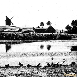 historische Windmühle in Bergen Rotensee
