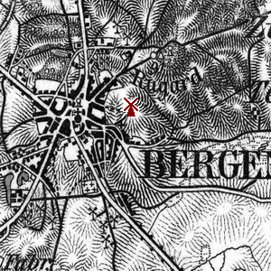 historische Windmühle in Bergen - Standort