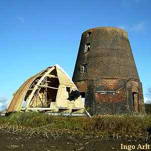 Windmhle in Hagenow Heide - Neubau der Kappe 2008