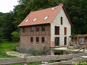 Wassermhle Hohendorf - Ansicht vom Rest der Mhle heute