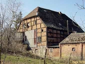 Wassermühle Roidin - verfallener Giebel 2005