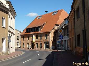 Wassermhle Schwaan - Ansicht vom Marktplatz