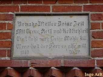 Wassermühle Sponholz - Inschrift